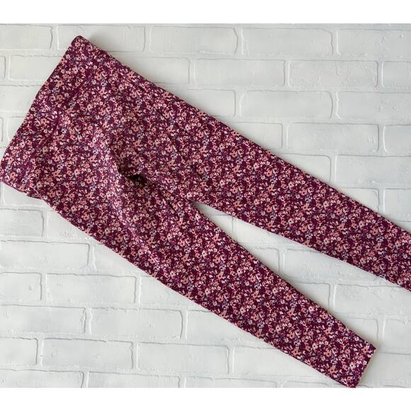 Aerie Purple and Pink Flower cotton stretch yoga leggings -sz M - Picture 2 of 4